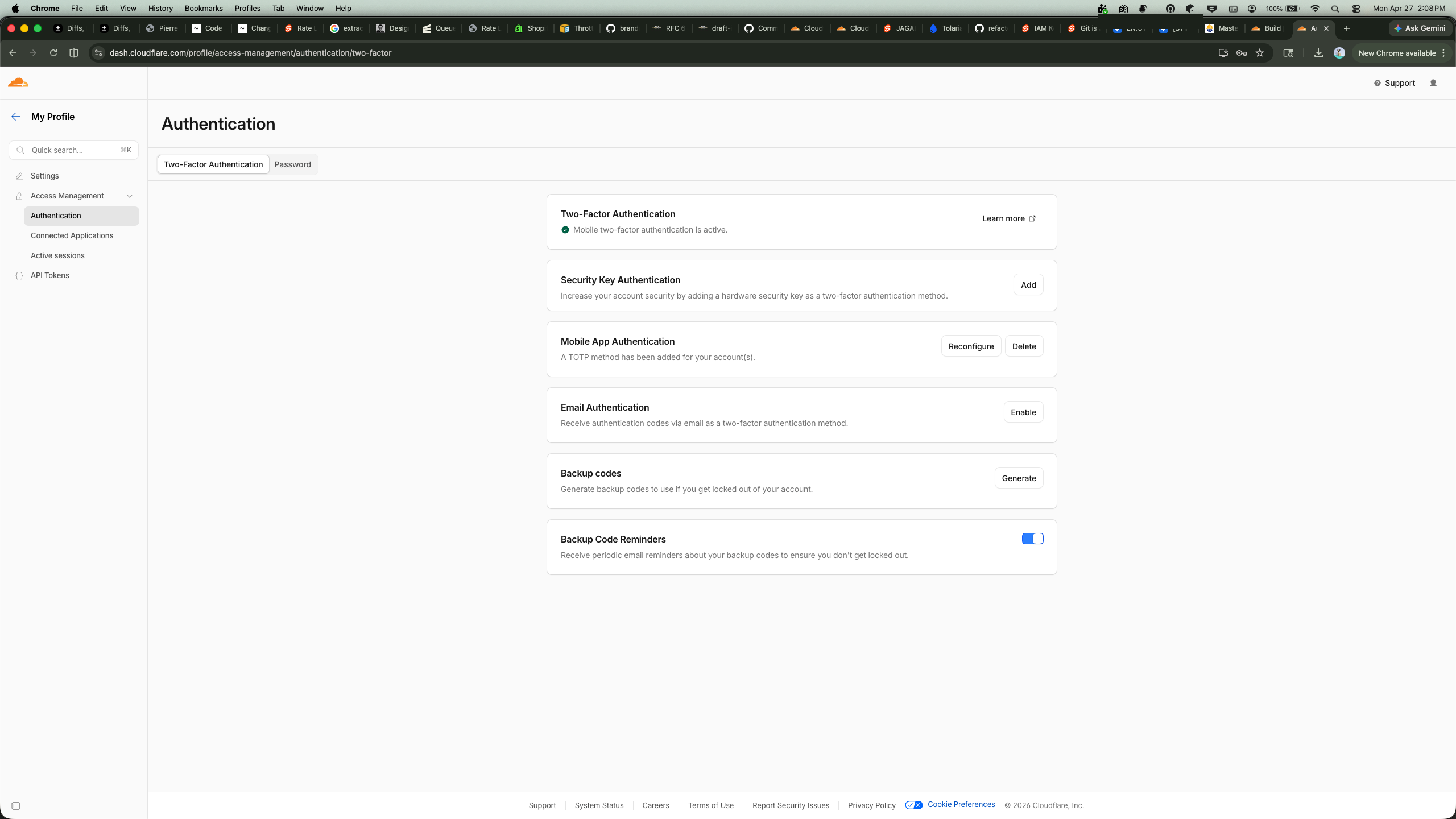 2FA enabled post-incident — TOTP mobile app configured